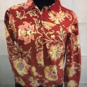 Coldwater Creek Jacket Rusty Red Multi Foral Ps - image 1